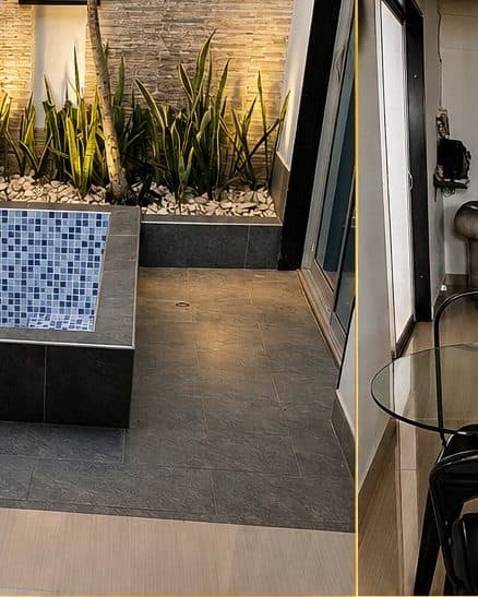 Suite Platinum: silla de relax y jacuzzi de mosaico en el patio interior